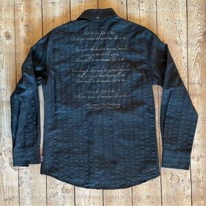 English Laundry Beatles Let It Be Embroidered Lyrics Black Button Shirt Small